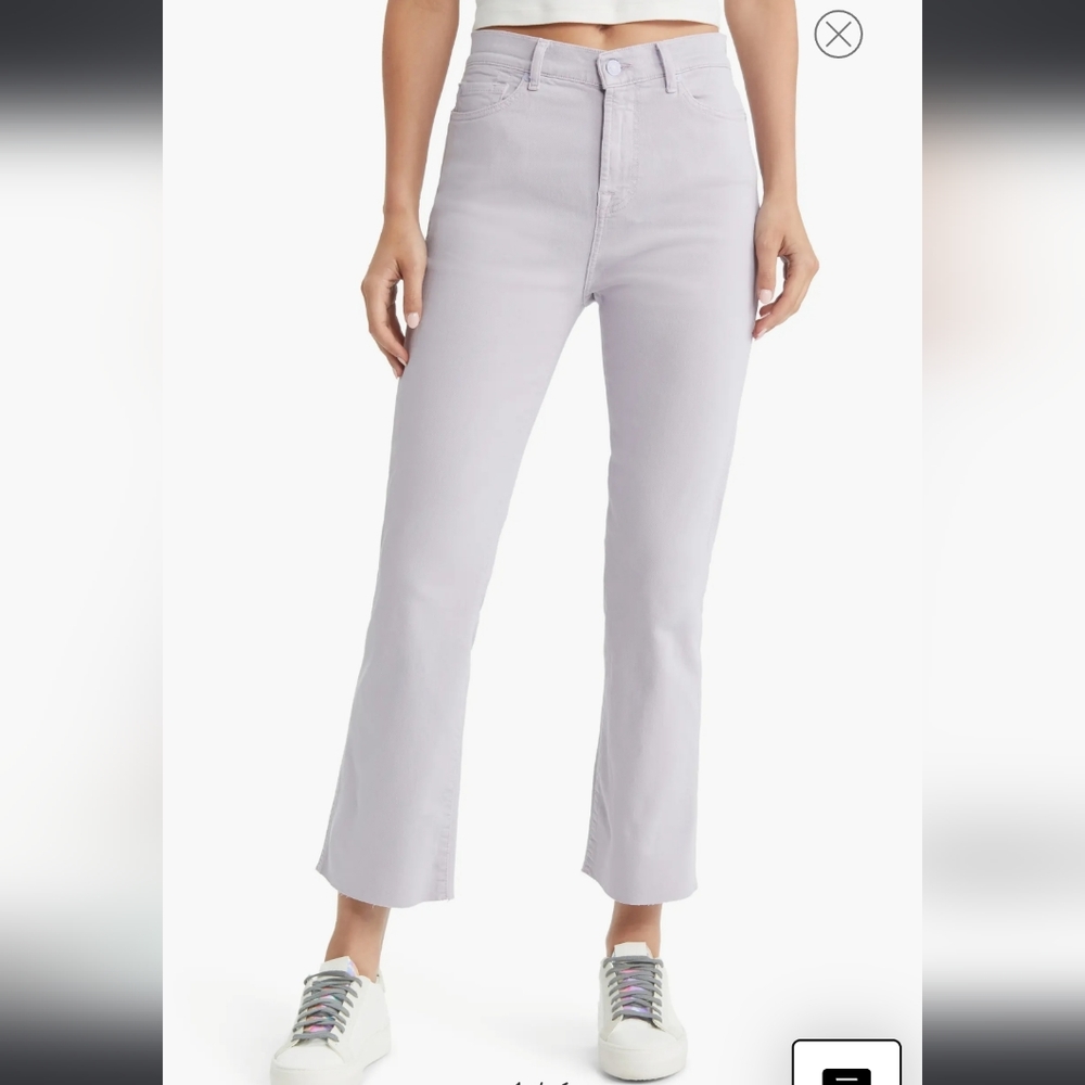 7 For All Mankind Raw Hem High Waist Slim Kick Flare Crop Jeans